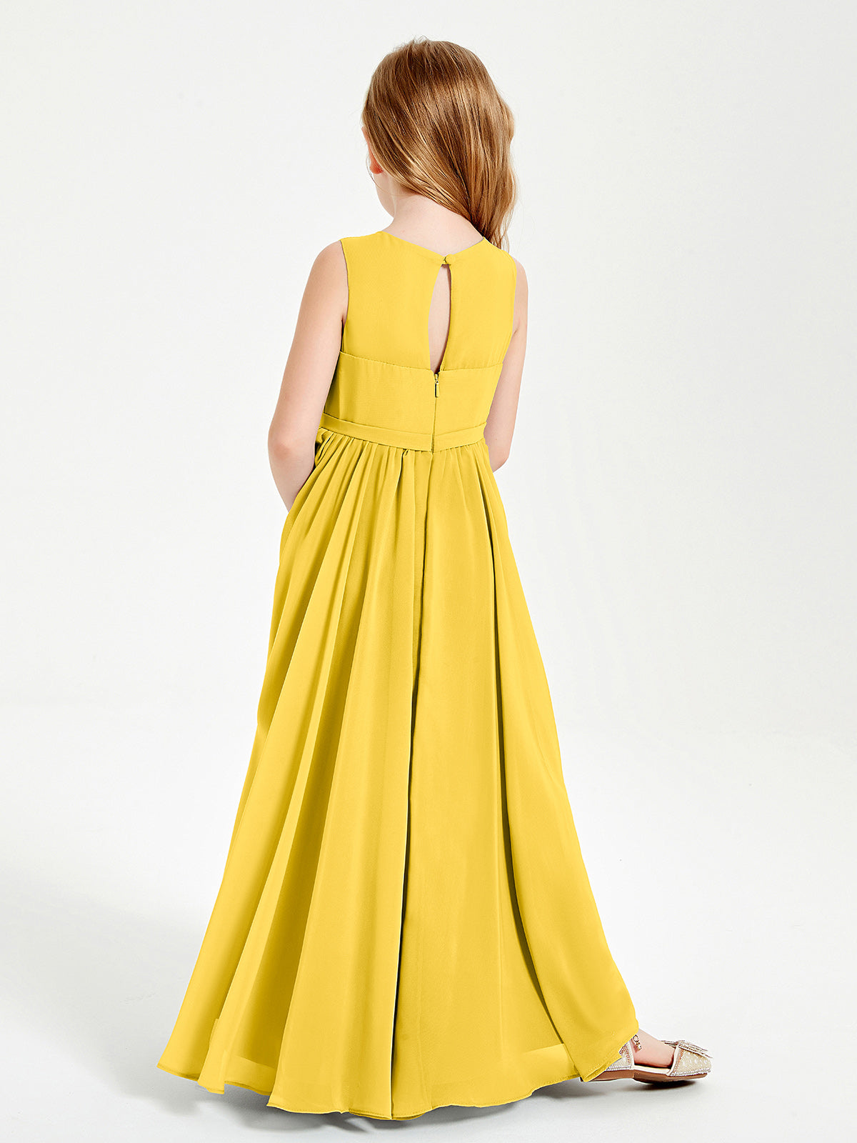Elegant Sleeveless Junior Bridesmaid Dresses Marigold